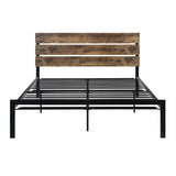 Marshall Black Metal Modern Metal Frame Faux Wood Veneered Queen Platform Bed Ships In One Box - Ella Furniture