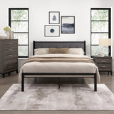 Samuel Gray Modern Metal Frame Polyester Textured Upholstered Tufted Queen Platform Bed - Ella Furniture