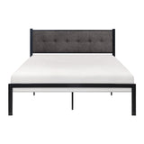 Samuel Gray Modern Metal Frame Polyester Textured Upholstered Tufted Queen Platform Bed - Ella Furniture