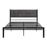 Samuel Gray Modern Metal Frame Polyester Textured Upholstered Tufted Queen Platform Bed - Ella Furniture