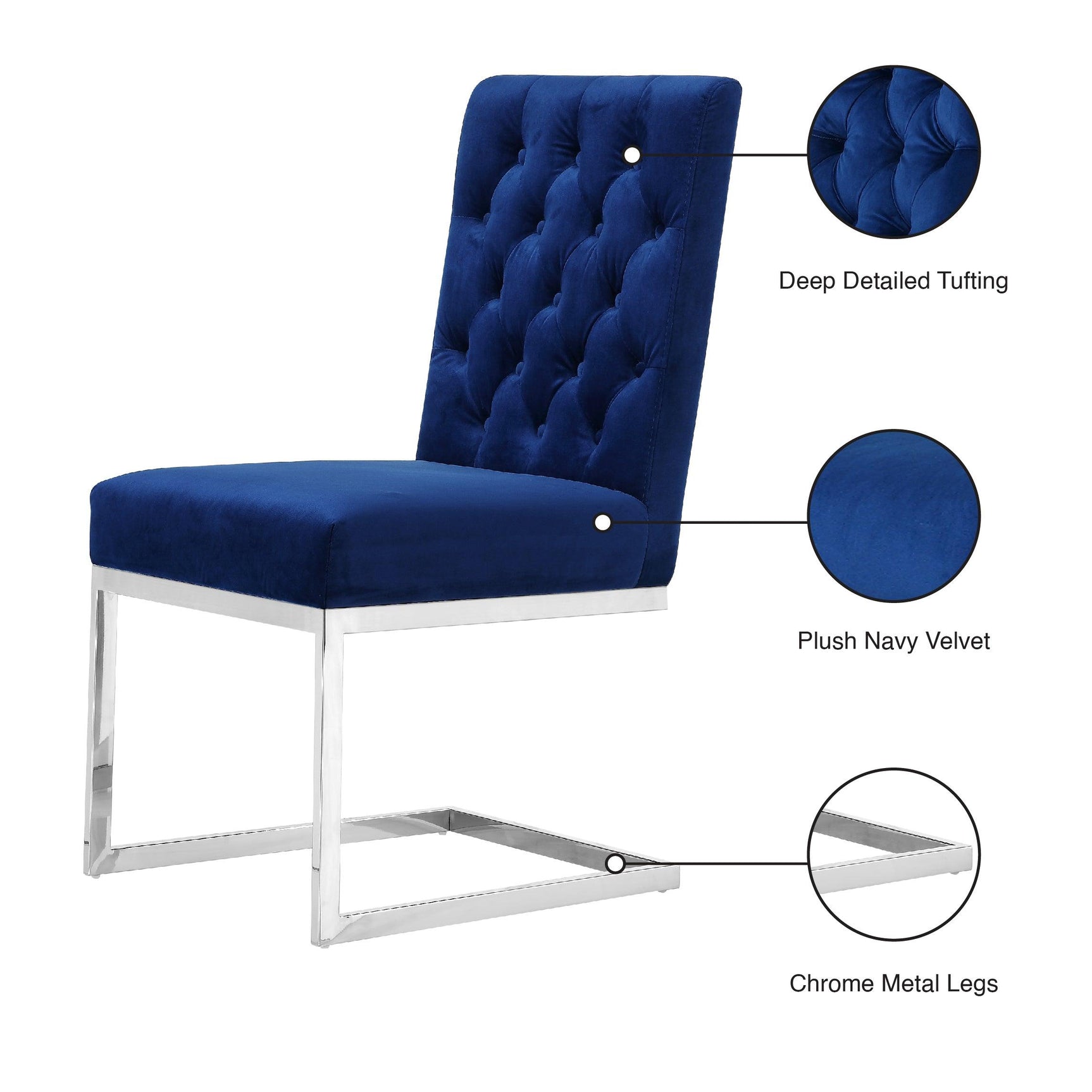 Carlton Blue Velvet Dining Chair - Ella Furniture