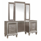 Tamsin Silver Gray Contemporary Wood And Engineered Wood Vanity Dresser With Mirror - Ella Furniture