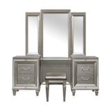Tamsin Silver Gray Contemporary Wood And Engineered Wood Vanity Dresser With Mirror - Ella Furniture