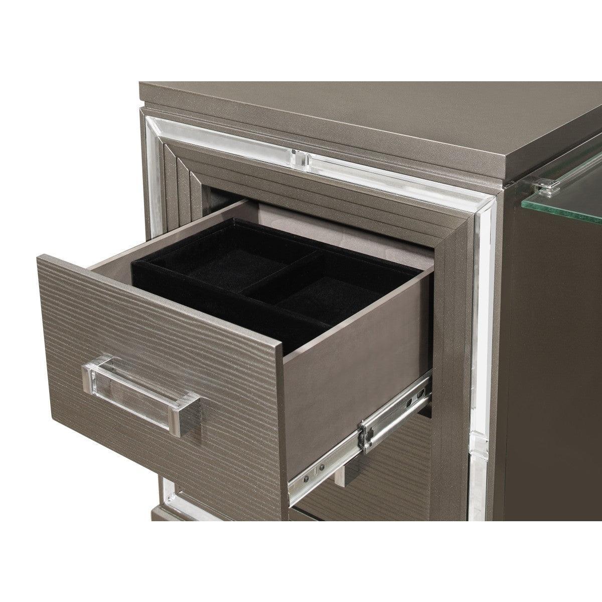 Tamsin Silver Gray Contemporary Wood And Engineered Wood Vanity Dresser With Mirror - Ella Furniture