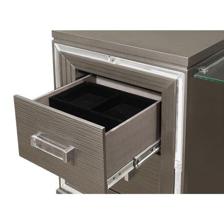 Tamsin Silver Gray Contemporary Wood And Engineered Wood Vanity Dresser With Mirror - Ella Furniture