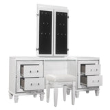 Tamsin White Metallic Contemporary Wood And Engineered Wood Vanity Dresser With Mirror - Ella Furniture