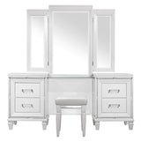 Tamsin White Metallic Contemporary Wood And Engineered Wood Vanity Dresser With Mirror - Ella Furniture