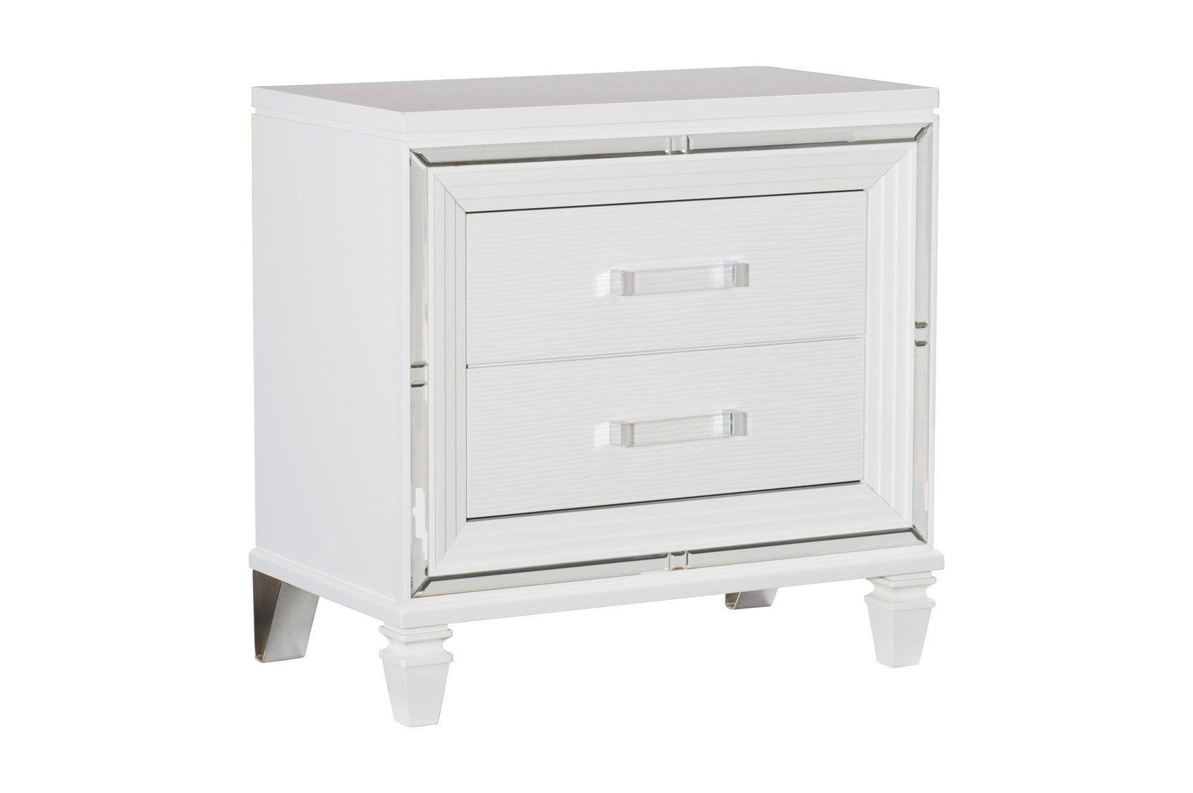 Tamsin White Contemporary Solid Wood Faux Leather Upholstered LED Storage Platform Bedroom Set - Ella Furniture