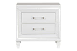 Tamsin White Contemporary Solid Wood Faux Leather Upholstered LED Storage Platform Bedroom Set - Ella Furniture