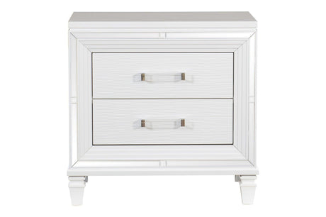 Tamsin White Contemporary Solid Wood Faux Leather Upholstered LED Storage Platform Bedroom Set - Ella Furniture