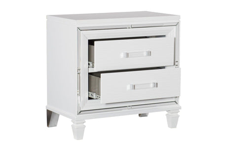 Tamsin White Contemporary Solid Wood Faux Leather Upholstered LED Storage Platform Bedroom Set - Ella Furniture
