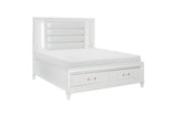 Tamsin White Contemporary Solid Wood Faux Leather Upholstered LED Storage Platform Bedroom Set - Ella Furniture