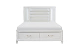 Tamsin White Contemporary Solid Wood Faux Leather Upholstered LED Storage Platform Bedroom Set - Ella Furniture
