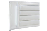 Tamsin White Contemporary Solid Wood Faux Leather Upholstered LED Storage Platform Bedroom Set - Ella Furniture