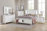 Tamsin White Contemporary Solid Wood Faux Leather Upholstered LED Storage Platform Bedroom Set - Ella Furniture