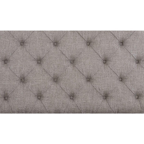 Baylesford Antique White Oak Veneer Wood Engineered Wood Fabric Upholstered Tufted King Queen Bed - Ella Furniture