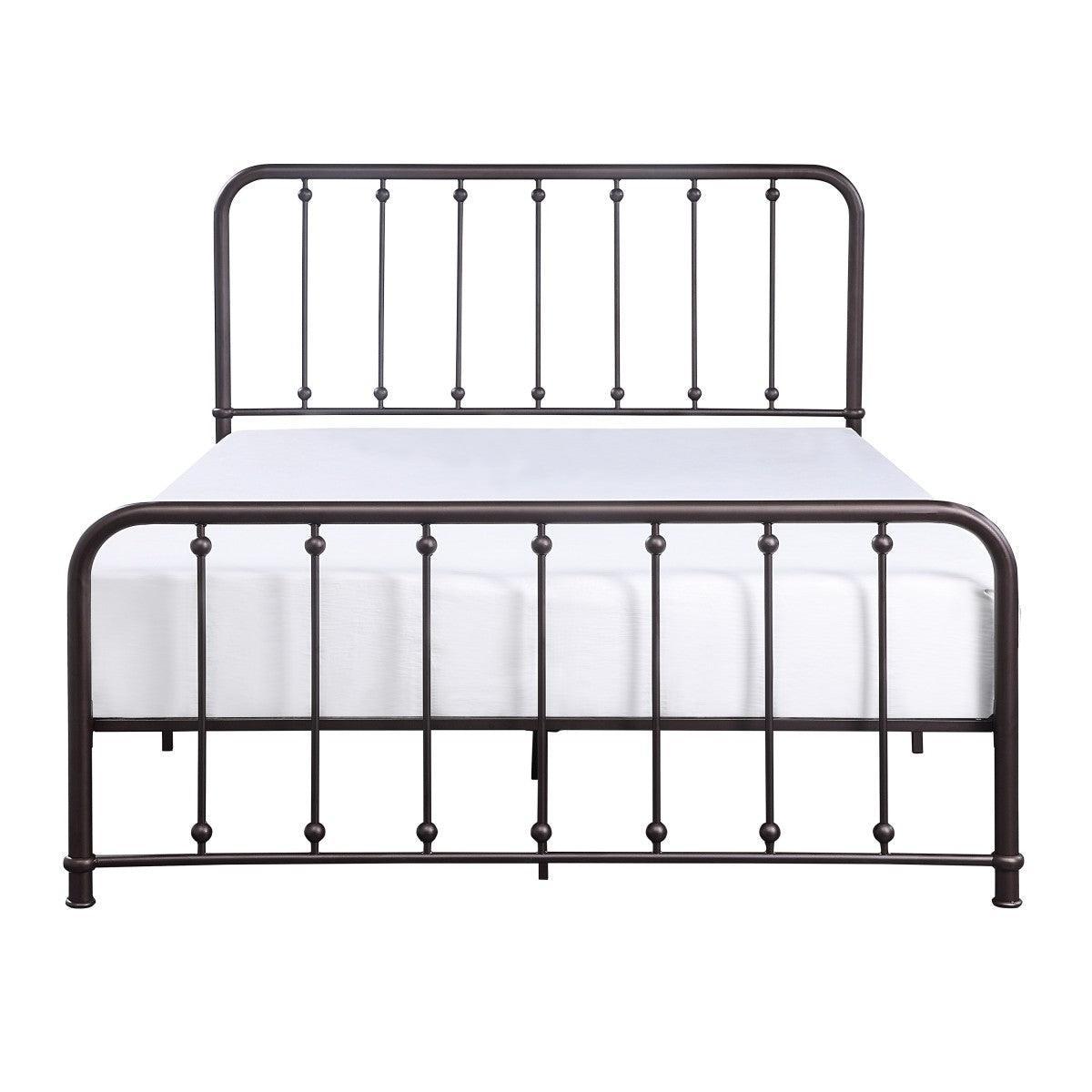 Larkspur Dark Bronze Modern Traditional Metal Frame Queen Platform Bed - Ella Furniture