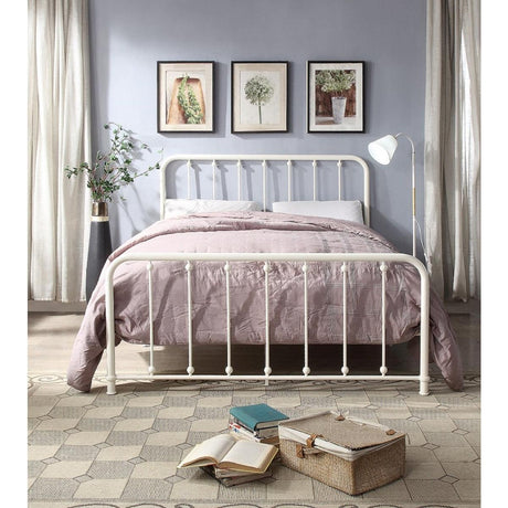 White Modern Contemporary Full Splindle Metal Bedroom Set - Ella Furniture