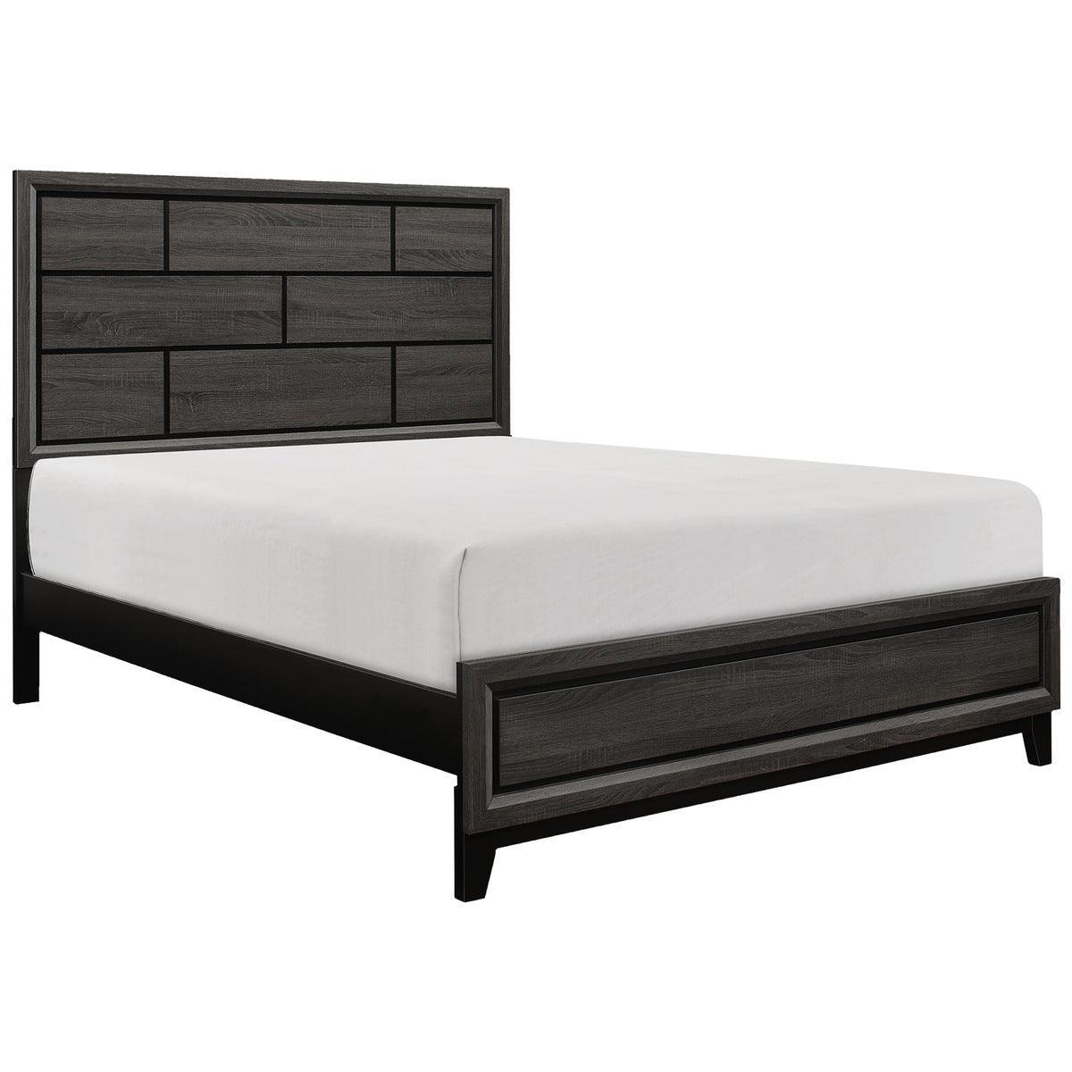 Davi Gray Modern Contemporary Faux Wood Veneer Wood And Engineered Wood Youth Queen Panel Bed - Ella Furniture