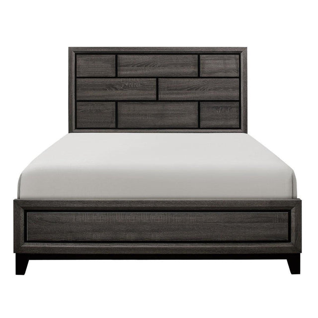 Davi Gray Modern Contemporary Faux Wood Veneer, Wood And Engineered Wood Full Bed - Ella Furniture