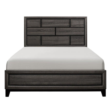 Davi Gray Finish Contemporary Faux Wood Veneer, Wood And Engineered Wood Full Bed - Ella Furniture