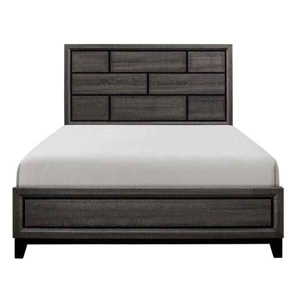 Davi Gray Modern Contemporary Faux Wood Veneer Wood And Engineered Wood King Panel Bed - Ella Furniture