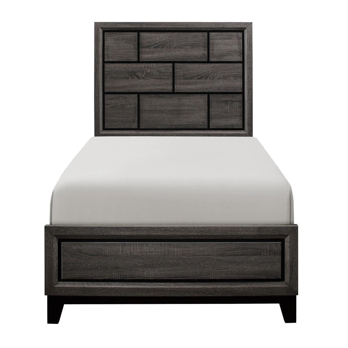 Davi Gray Modern Contemporary Faux Wood Veneer Wood And Engineered Wood Youth Twin Panel Bed - Ella Furniture