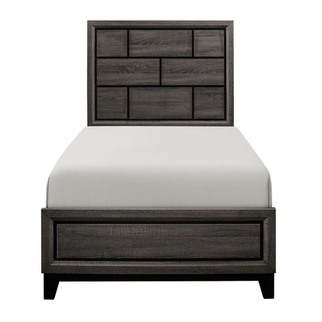 Davi Gray Modern Contemporary Faux Wood Veneer Wood And Engineered Wood Youth Twin Panel Bed - Ella Furniture