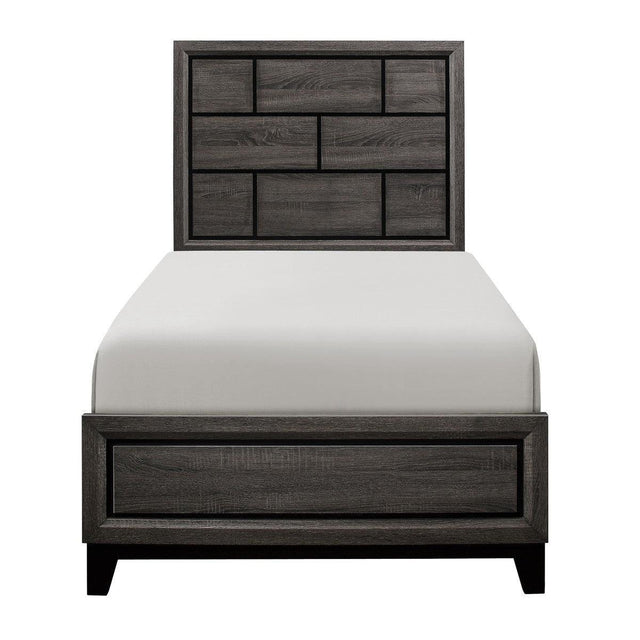 Davi Gray Modern Contemporary Faux Wood Veneer Wood And Engineered Wood Youth Twin Panel Bed - Ella Furniture