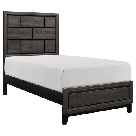 Davi Gray Modern Contemporary Faux Wood Veneer Wood And Engineered Wood Youth Twin Panel Bed - Ella Furniture
