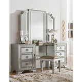 Avondole Silver Modern Traditional Wood And Engineered Wood Vanity Dresser With Mirror - Ella Furniture