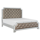 Avondale Silver Modern Wood Engineered Wood, Glass Faux Leather Upholstered Tufted King Panel Bed - Ella Furniture