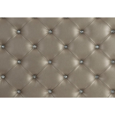 Avondale Silver Modern Wood Engineered Wood, Glass Faux Leather Upholstered Tufted King Panel Bed - Ella Furniture