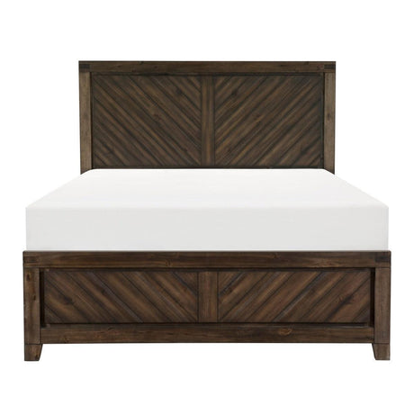 Parnell Distressed Espresso Modern Acacia Veneer Wood And Engineered Wood Queen Panel Bed - Ella Furniture