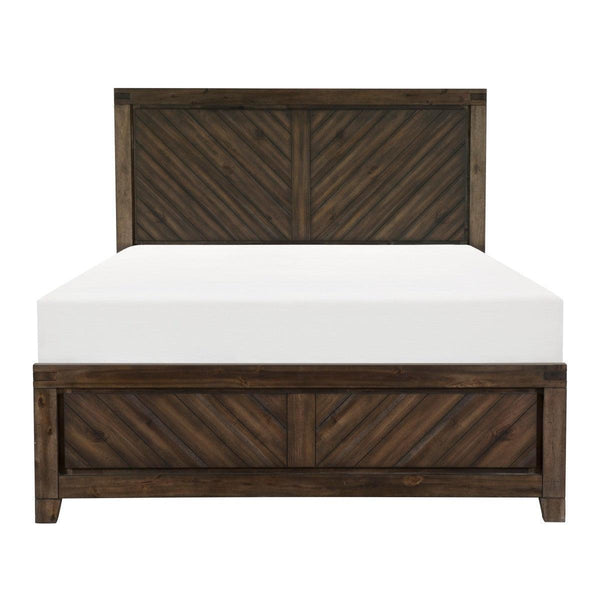 Parnell Distressed Espresso Modern Acacia Veneer Wood And Engineered Wood Queen Panel Bed - Ella Furniture