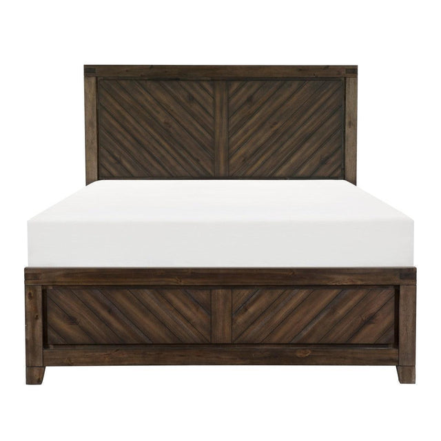 Parnell Distressed Espresso Modern Acacia Veneer Wood And Engineered Wood Queen Panel Bed - Ella Furniture
