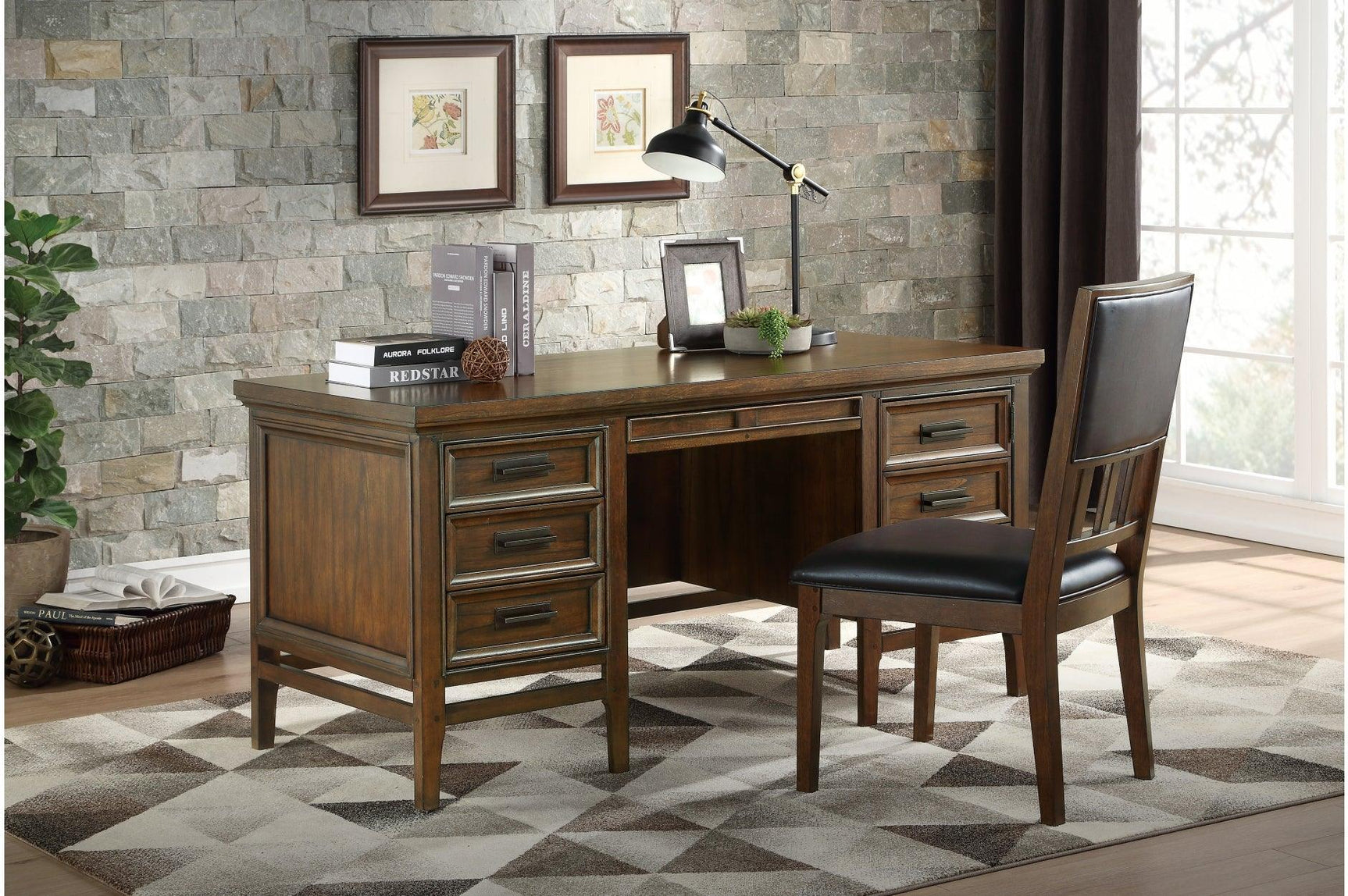 Frazier Park Brown Cherry Modern Contemporary Solid Wood Upholstered Storage Plarform Bedroom Set - Ella Furniture