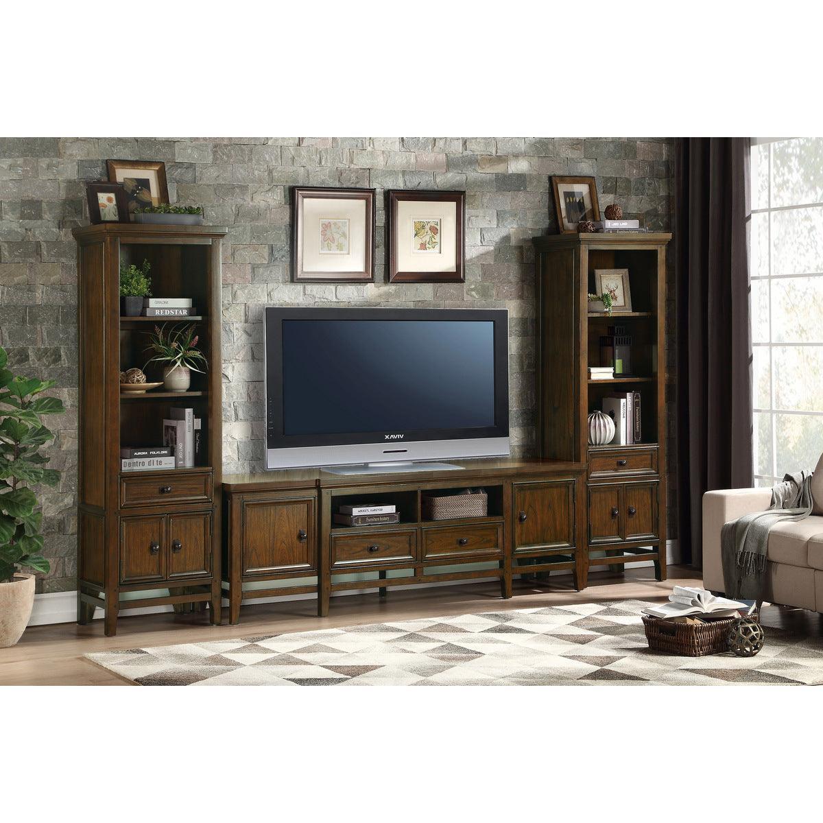 Frazier Park Brown Cherry Mindy Veneer Wood And Engineered Wood Side Pier 2 Upper Fixed Shelves - Ella Furniture