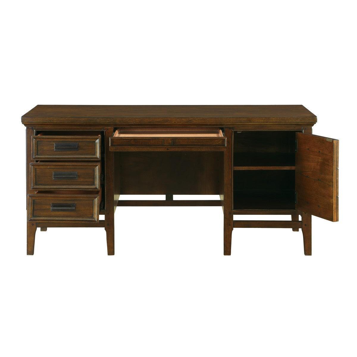 Frazier Park Brown Cherry Modern Mindy Veneer Wood And Engineered Wood Storage Executive Desk - Ella Furniture
