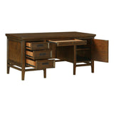 Frazier Park Brown Cherry Modern Mindy Veneer Wood And Engineered Wood Storage Executive Desk - Ella Furniture