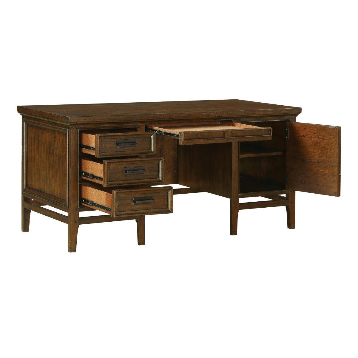 Frazier Park Brown Cherry Modern Mindy Veneer Wood And Engineered Wood Storage Executive Desk - Ella Furniture