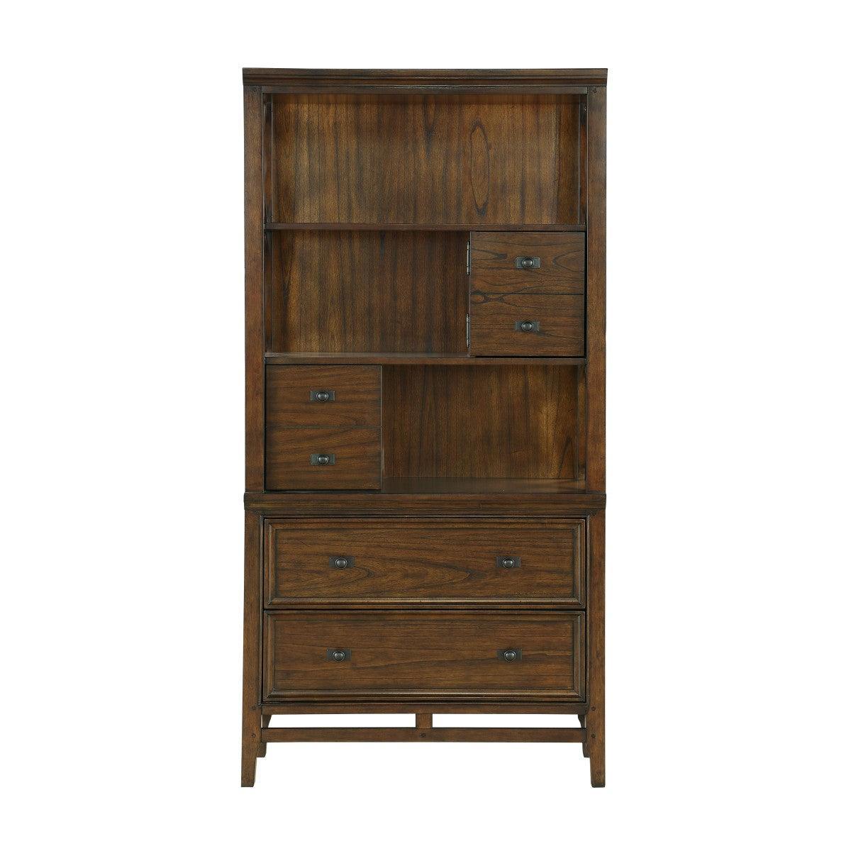 Frazier Park Brown Cherry Finish Traditional Mindy Veneer, Wood And Engineered Wood Bookcase - Ella Furniture
