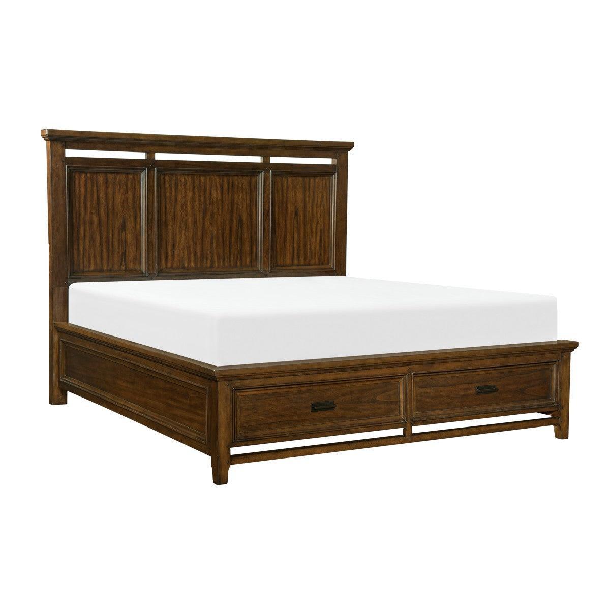 Frazier Brown Cherry Modern Traditional Mindy Veneer Wood And Engineered Wood King Platform Bed - Ella Furniture