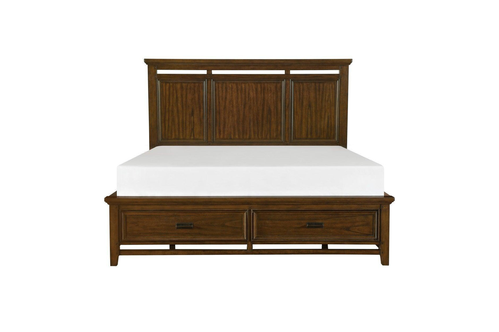 Frazier Park Brown Cherry Modern Contemporary Solid Wood Upholstered Storage Plarform Bedroom Set - Ella Furniture