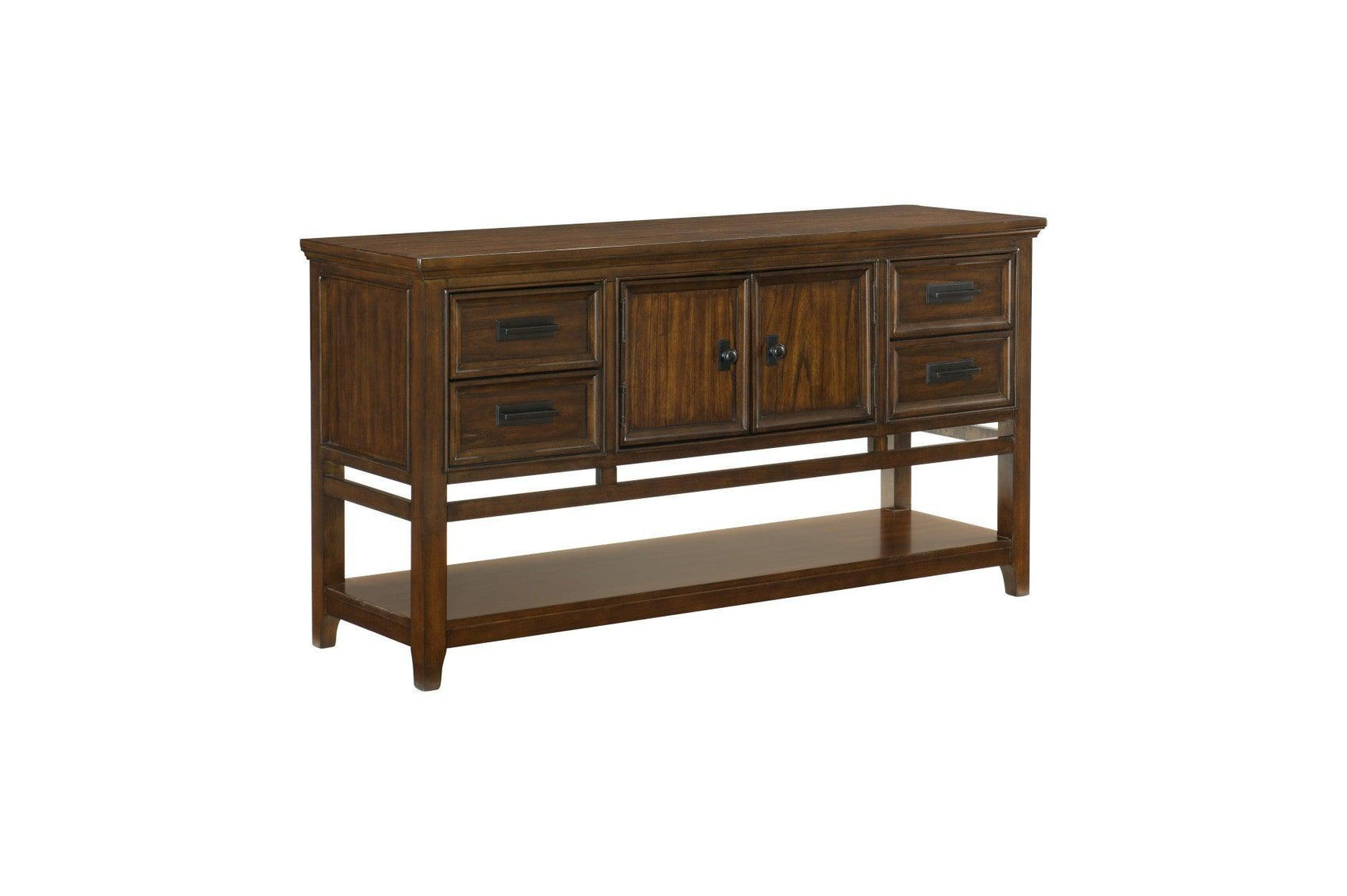 Frazier Park Brown Modern Subtle Lodge Solid Wood Faux Leather Seat Rectangular Dining Room Set - Ella Furniture