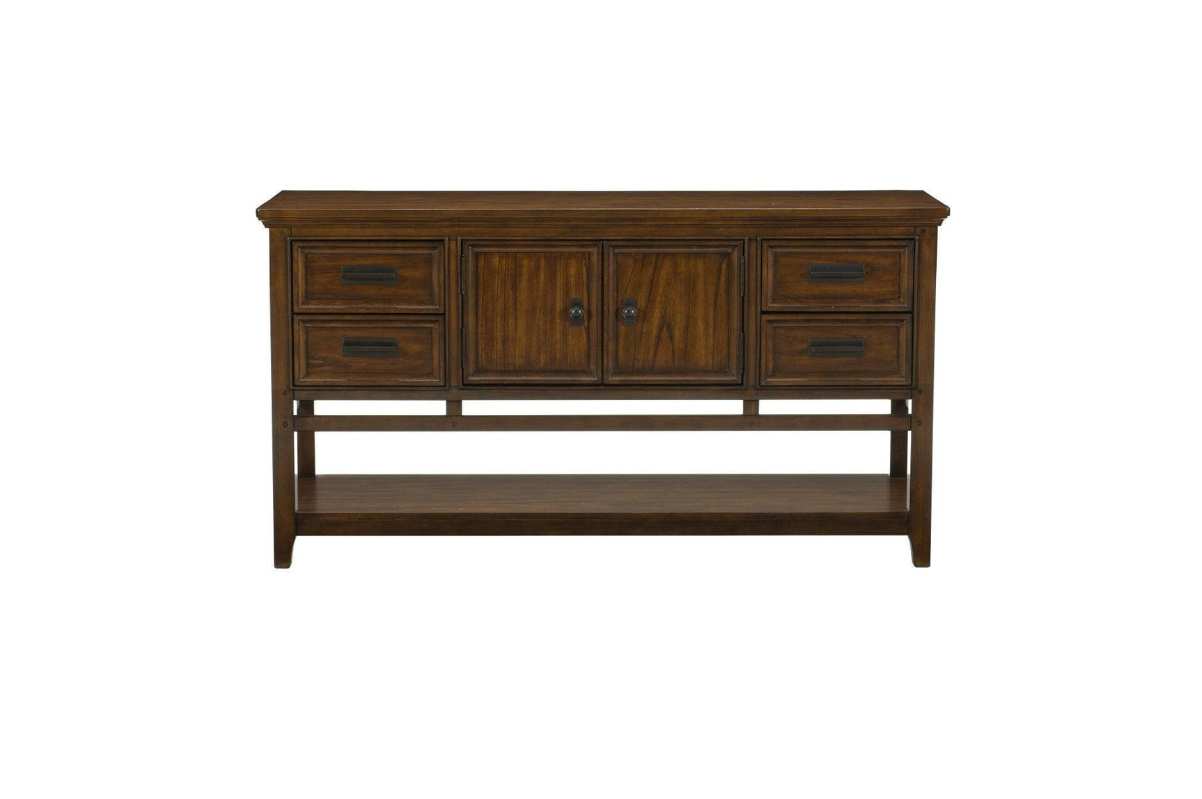 Frazier Park Brown Modern Subtle Lodge Solid Wood Faux Leather Seat Rectangular Dining Room Set - Ella Furniture