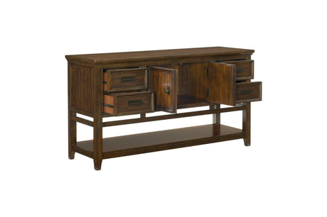 Frazier Park Brown Modern Subtle Lodge Solid Wood Faux Leather Seat Rectangular Dining Room Set - Ella Furniture