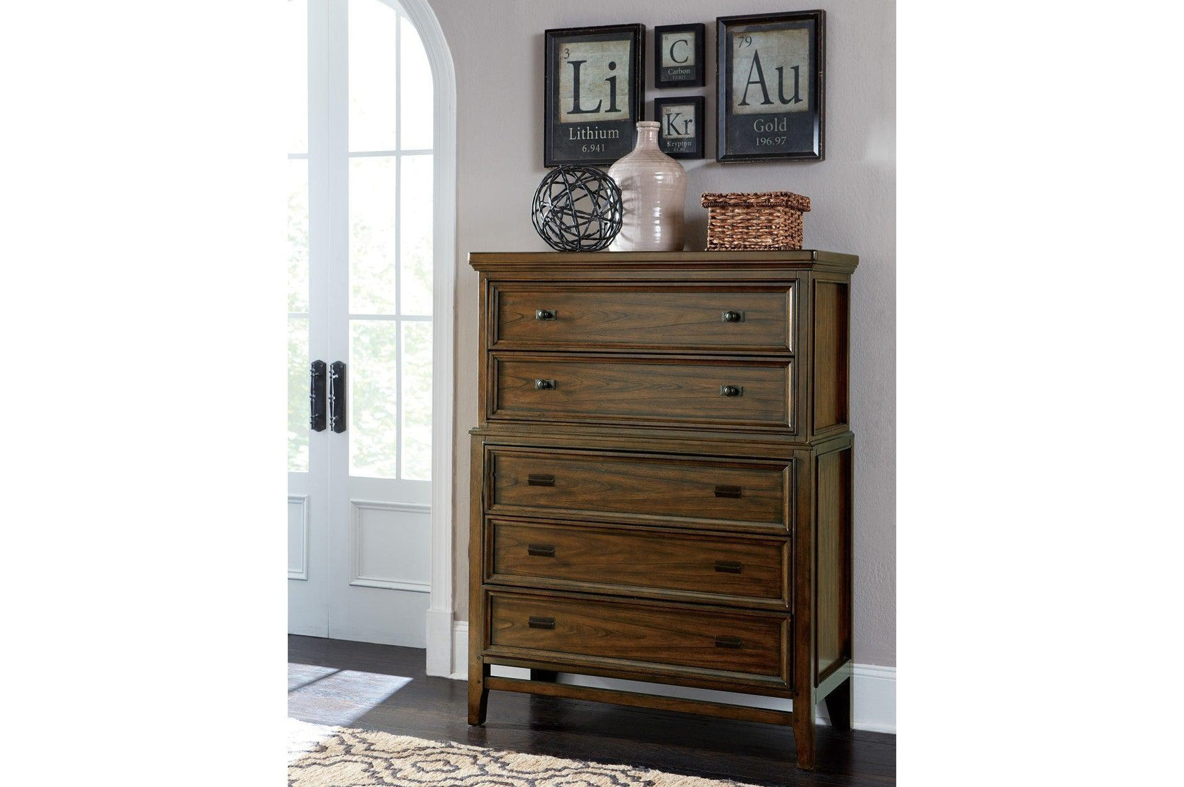 Frazier Park Brown Cherry Modern Contemporary Solid Wood Upholstered Storage Plarform Bedroom Set - Ella Furniture