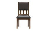 Frazier Park Brown Modern Subtle Lodge Solid Wood Faux Leather Seat Rectangular Dining Room Set - Ella Furniture