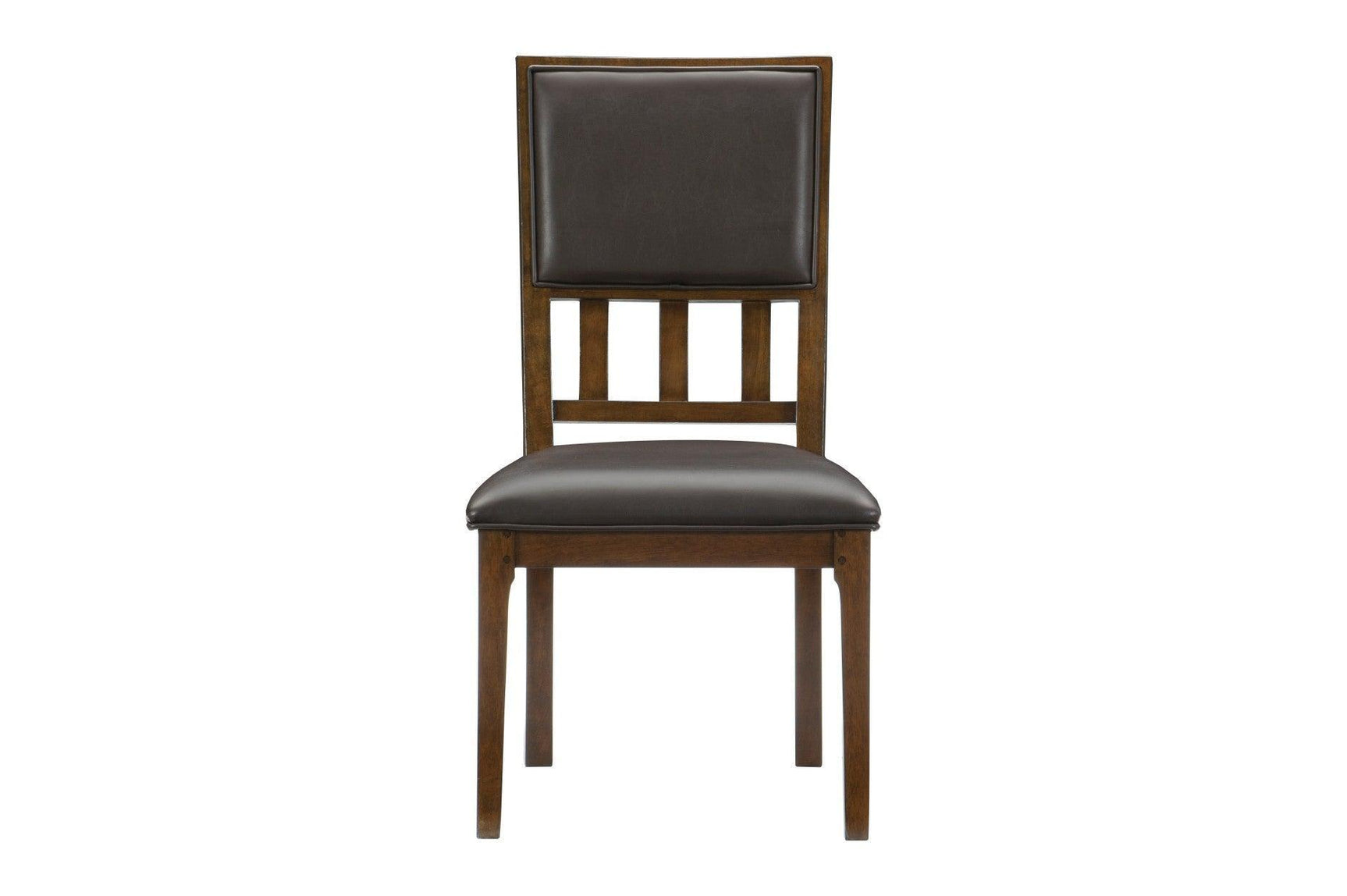 Frazier Park Brown Modern Subtle Lodge Solid Wood Faux Leather Seat Rectangular Dining Room Set - Ella Furniture